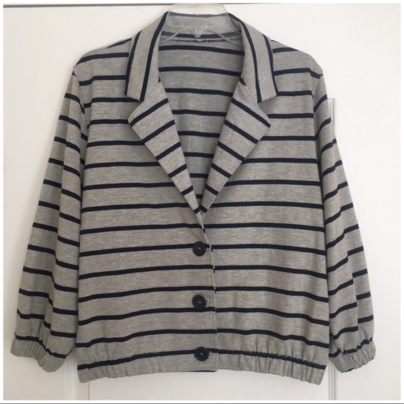 American Apparel Jackets & Blazers - AA Striped Jersey Jacket 3/4 Sleeves Blazer O/S